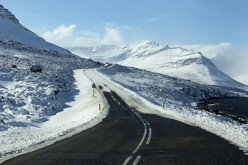 Driving in ice and snow in Iceland