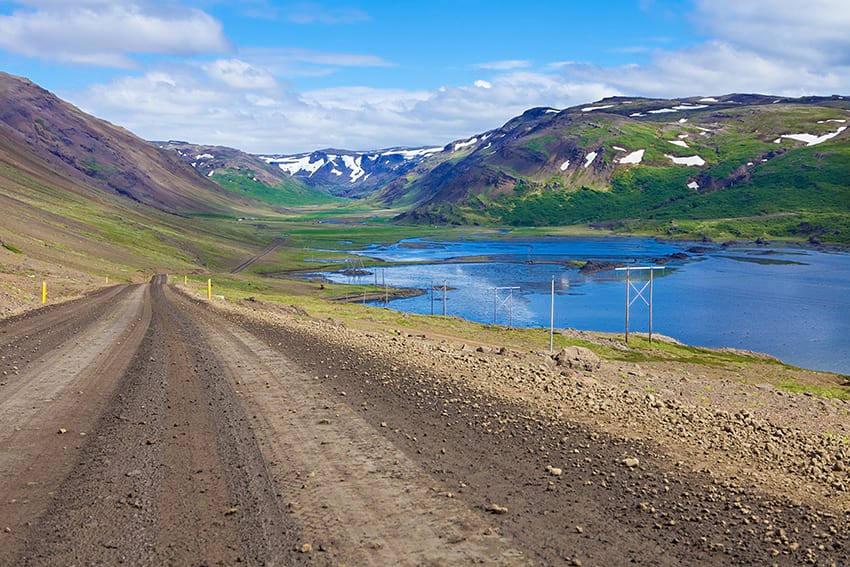Driving on gravel roads in Iceland
