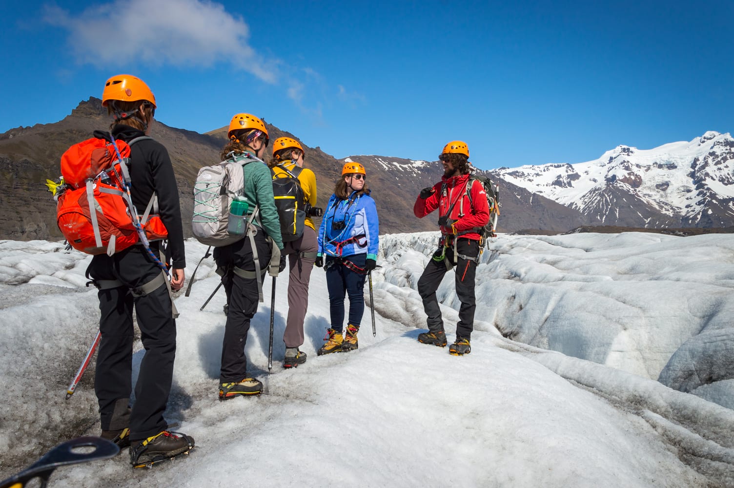 Walking on a glacier in Iceland