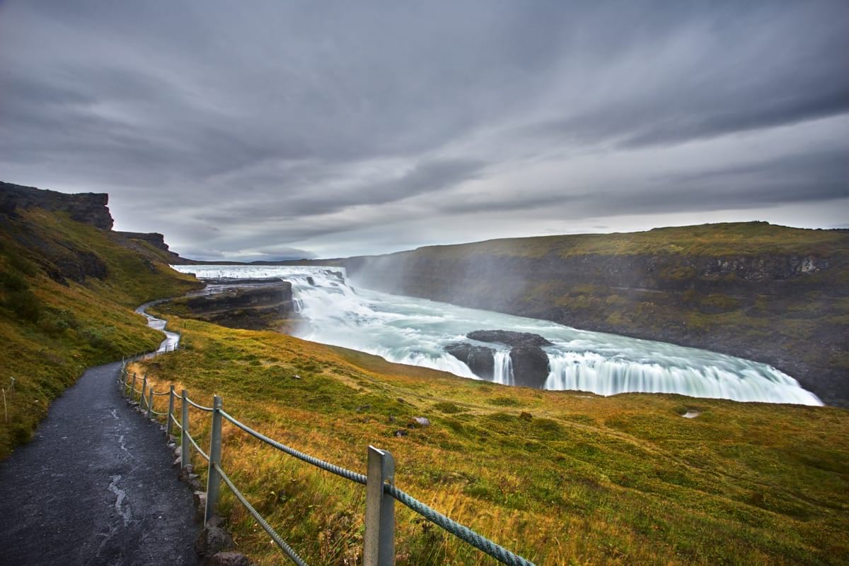 The magnificent Gullfoss waterfall seen from above