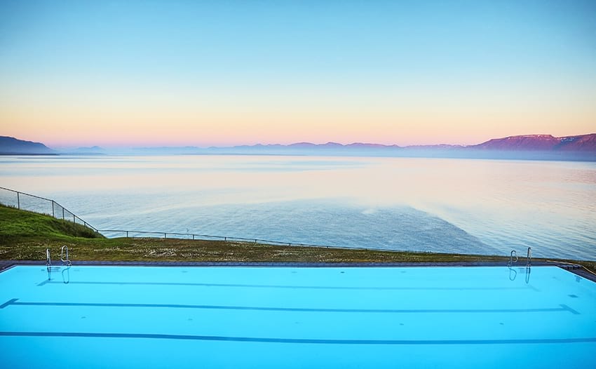 Iceland swimming pool geothermal Hofsos Skagafjordur