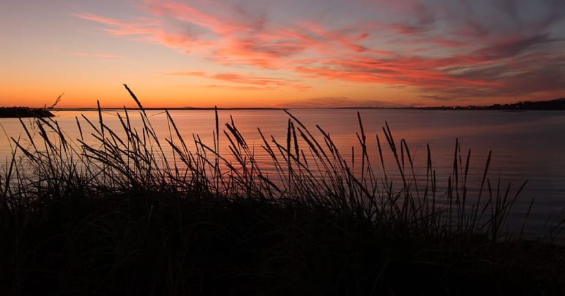 Sunset in Iceland looking over a peaceful fjord