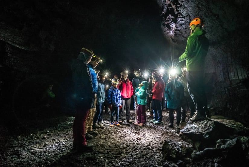 Visiting a lava cave is a great family activity